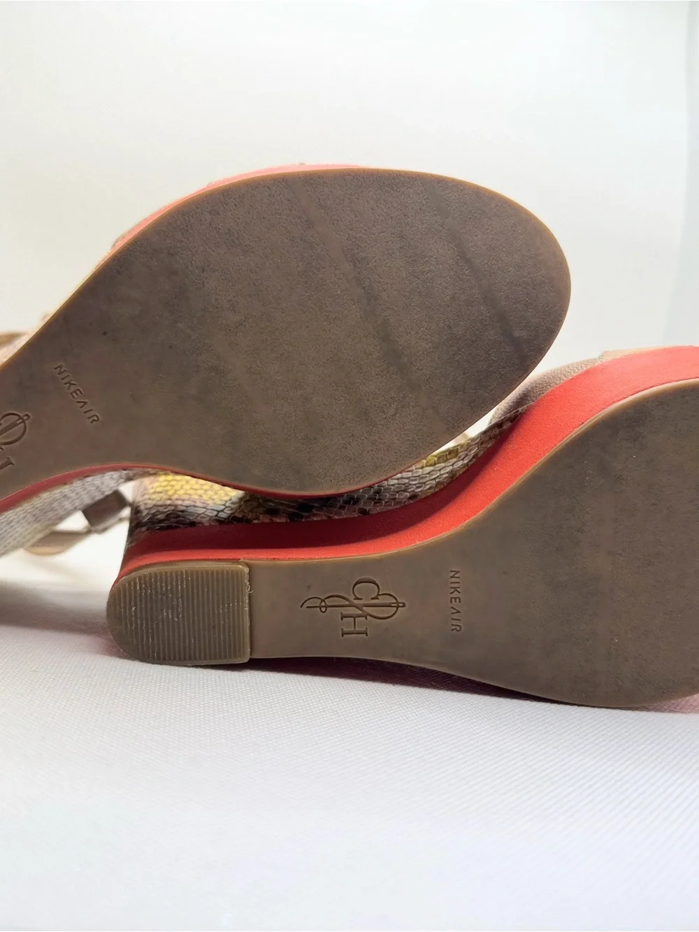 Cole Haan Paley Snakeskin platform Wedge Yellow Red Tan Women’s Size 7